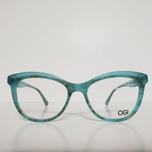 Womens OGI Teal Designer Eyeglasses Frames & Case Never Worn 52-17-140 Japan - Picture 1 of 8